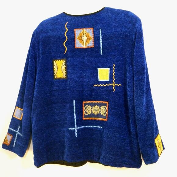 Allure chenille glass button embrd applq jacket M - Picture 9 of 12